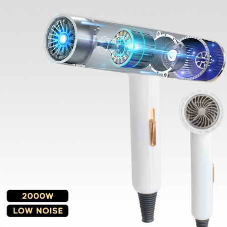Asciugacapelli Professionale a Bassa Rumorosità 2000W Asciuga in 3-5 Minuti