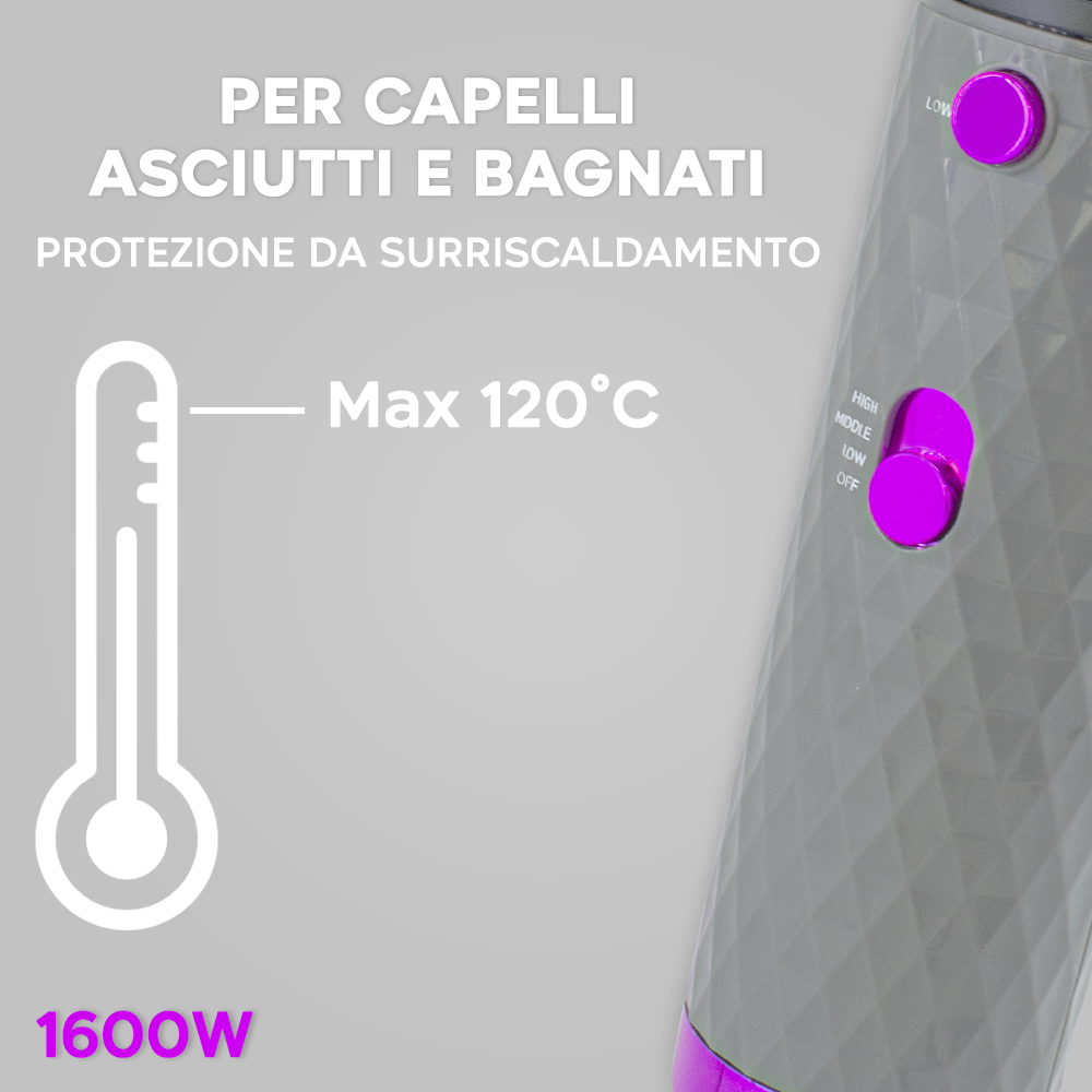 Spazzola Asciugacapelli 1600W Lisciante e...