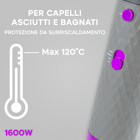Spazzola Asciugacapelli 1600W Lisciante e Volumizzante HS-818 Phon Multifunzione