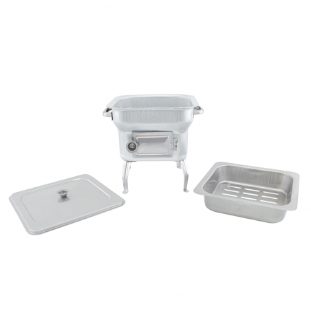 Fornacella Piccola in Lamiera Stampata 25x25cm Barbecue con Ricambio e Coperchio