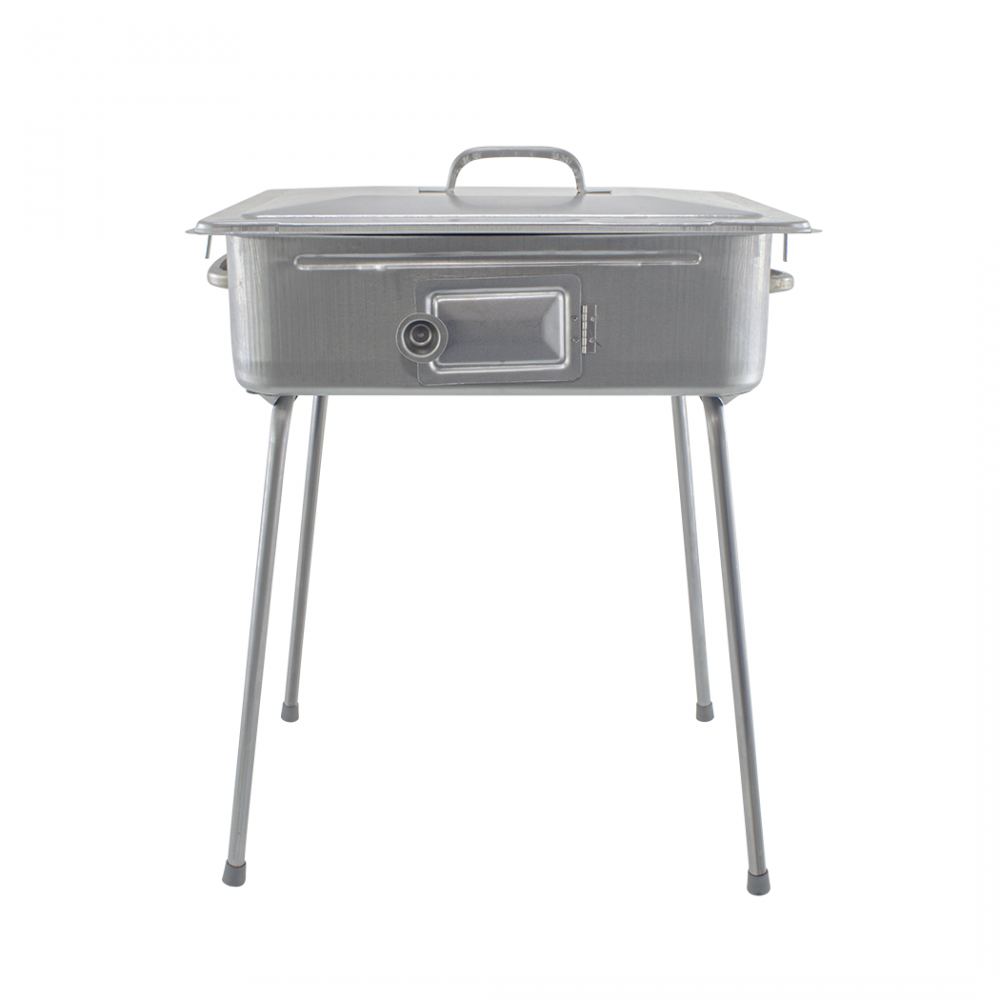 Fornacella Grande in Lamiera Stampata 27x37cm Barbecue con Griglia e Coperchio