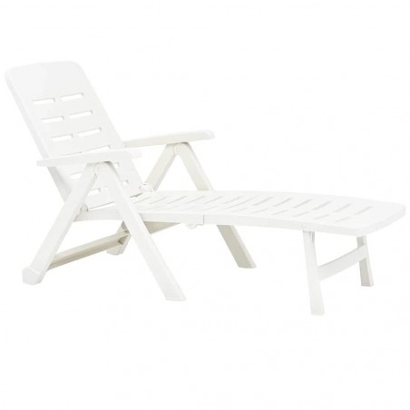 2 Lettini Prendisole SMERALDO Polipropilene Bianco 72x189x96hcm Arredo Giardino