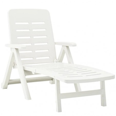 2 Lettini Prendisole SMERALDO Polipropilene Bianco 72x189x96hcm Arredo Giardino