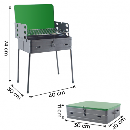 Barbecue a Valigetta art. 045 a Carbonella con Griglia Regolabile 40x30xH74 cm