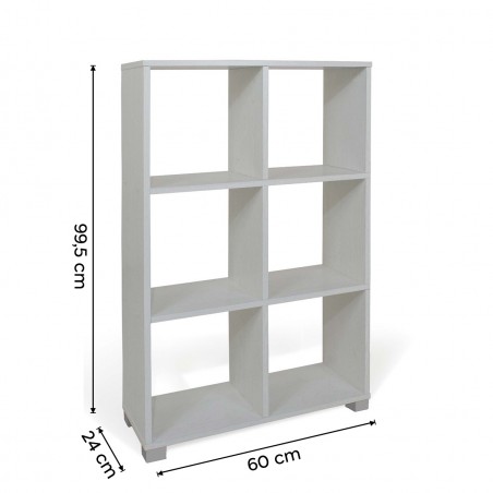 Libreria Scaffale Verticale 6 Cubi Art. 108 Mensole Portaoggetti 60x24x99.5H Cm
