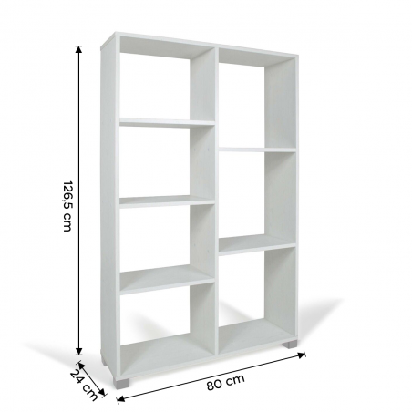 Libreria Scaffale 7 Ripiani Art.110 Mensole Portaoggetti in Legno 80x24x126.5H