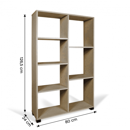 Libreria Scaffale 7 Ripiani Art.110 Mensole Portaoggetti in Legno 80x24x126.5H