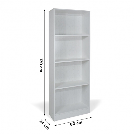 Libreria Scaffale Verticale con 4 Ripiani Art. 112 Mensole in Legno 60x24x170H