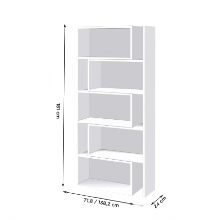Libreria Scaffale Estensibile Art.CR16 da 5 a 10 Scomparti in Legno 181H cm