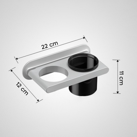 Rack per Phon Multifunzionale da Parete 211051 Con 2 Scomparti e Portaspazzolino