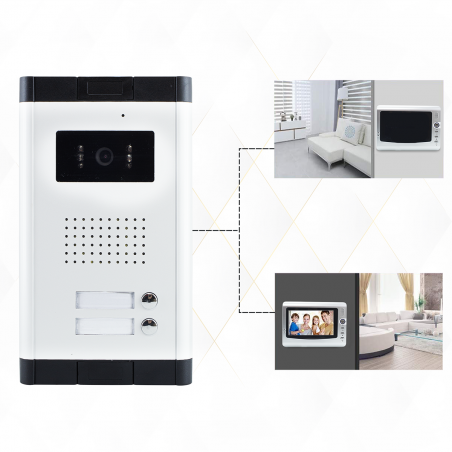 Videocitofono Bifamiliare 2 Monitor 431038 Telecamera Esterna IR 7 Pollici