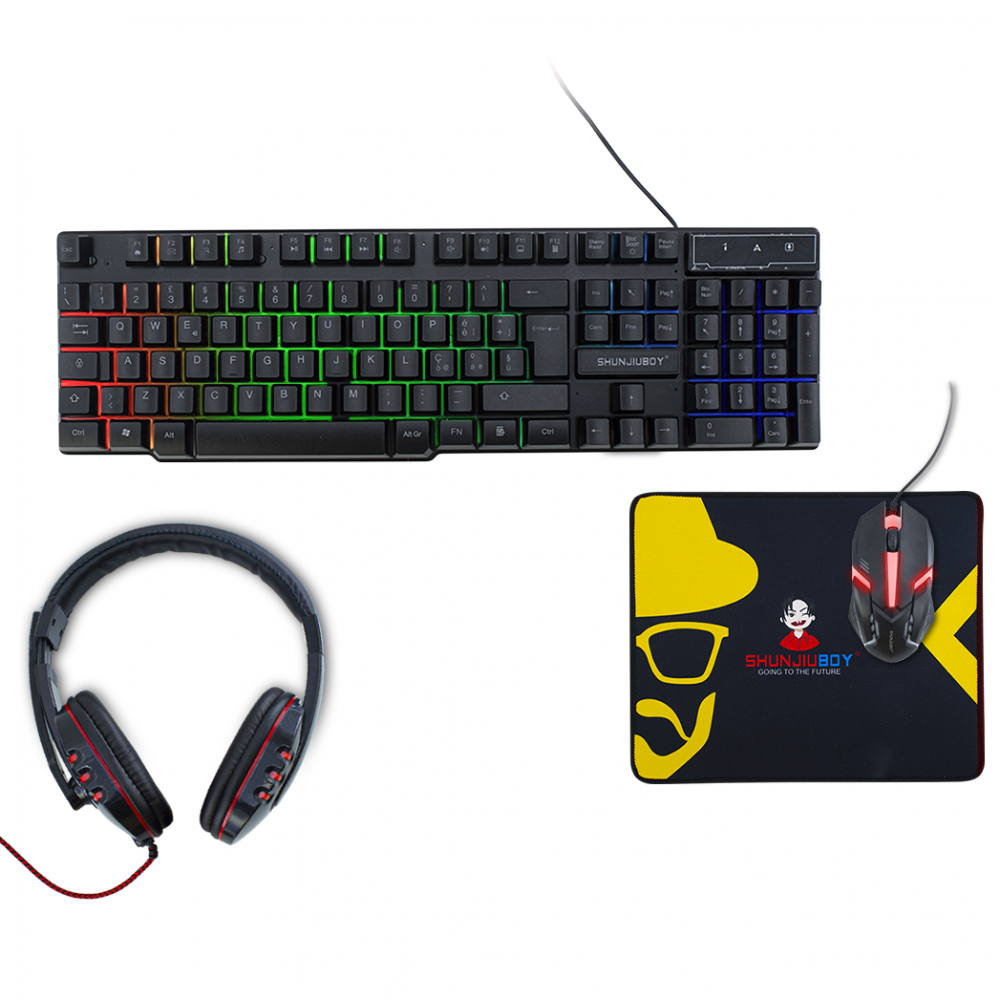 Image of Tastiera Gaming Computer 4 in 1 Illuminata RGB 666446 Cuffie Mouse e Tappetino052