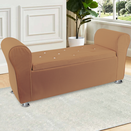 Panca Scendiletto Effetto Velluto con Brillantini 120x39x55 cm Pouf Salvaspazio