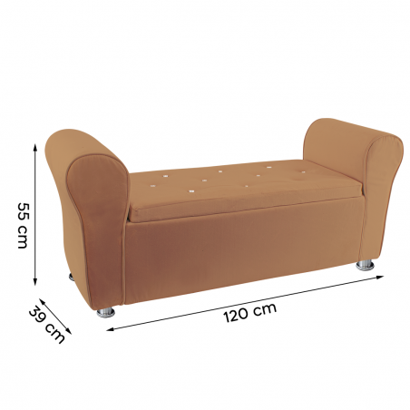 Panca Scendiletto Effetto Velluto con Brillantini 120x39x55 cm Pouf Salvaspazio