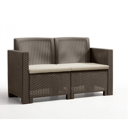 Set Divano 2 Posti Tavolino e 2 Sedie Alabama 2 da Giardino con Cuscini 3 Colori