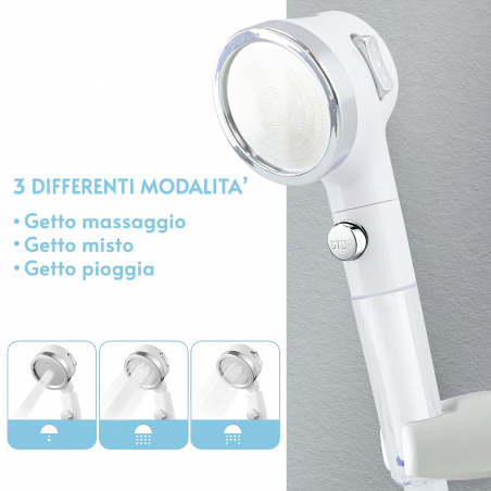 Soffione per Doccia con Filtro in Cotone 514493 Miscelatore Spugna in Silicone