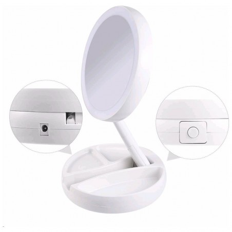Specchio Cosmetico Led Double Face Zoom 1X e 10X per Trucco 053158 Pieghevole