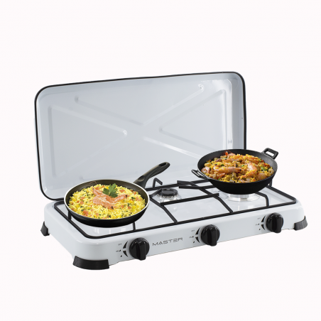 Fornello a Gas Portatile con 3 Fuochi e Coperchio 5.4kW 525886 Campeggio e Casa