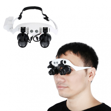 Occhiali Lente d'Ingrandimento con 2 Luci Led 013946 Riparazione Orologi