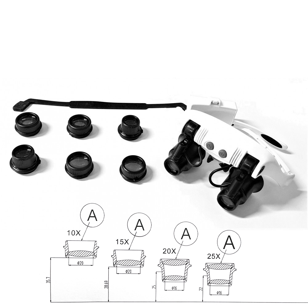 Occhiali Lente d'Ingrandimento con 2 Luci Led...