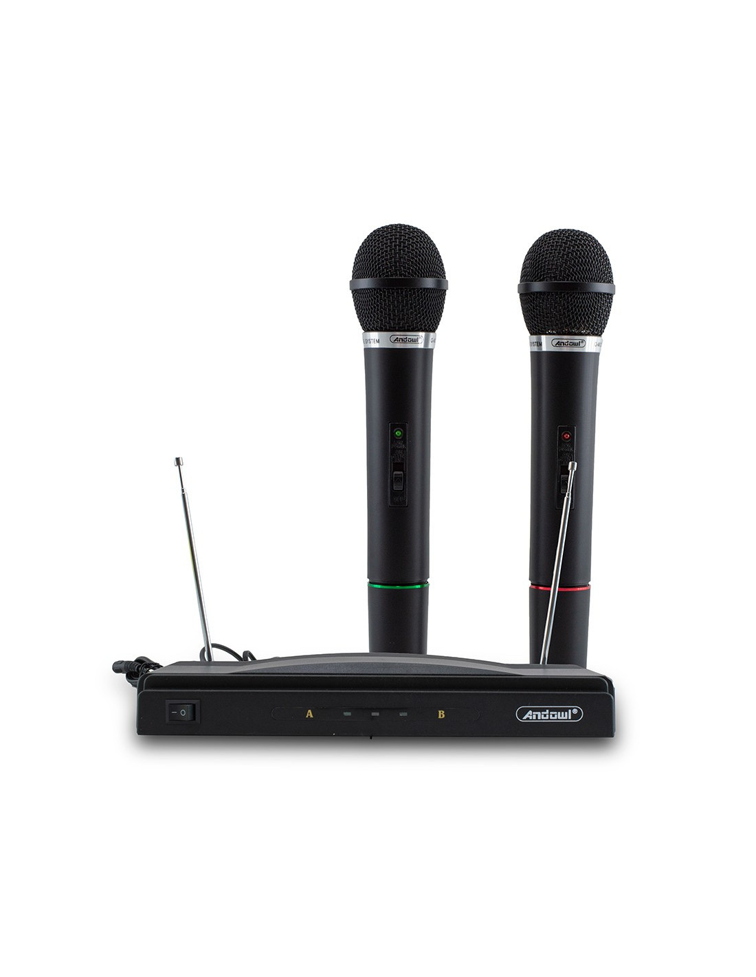 Microfoni Wireless per Karaoke 816155 Ricevitore 2 Canali Canto e  Presentazioni