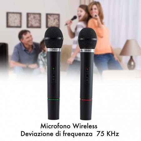 Microfoni Wireless per Karaoke 816155 Ricevitore 2 Canali Canto e Presentazioni