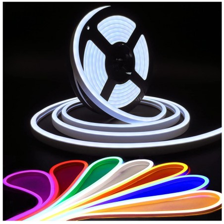 Strip Led Neon Flessibile 5m Striscia con Luci 120 Led per Interni ed Esterni