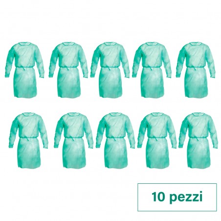 Pack 10 pz Camici Monouso Visitatore e Paziente Dispositivo Medico Classe I