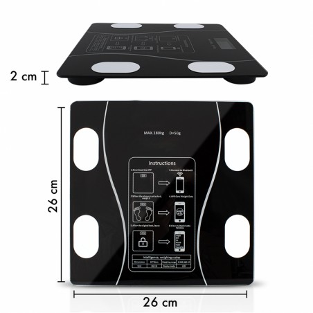 Bilancia Pesapersone Intelligente Elettronica con App Bluetooth Digitale Vetro