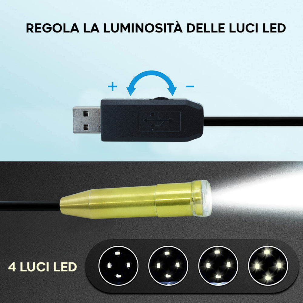 Fotocamera Endoscopica USB da 5m con 4 Luci Led...