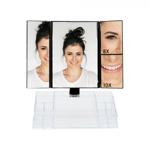 Specchio Ruotabile con Luci Led Touch 945126 Organizer Scomparti per Cosmetici