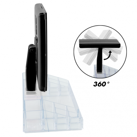 Specchio Ruotabile con Luci Led Touch 945126 Organizer Scomparti per Cosmetici