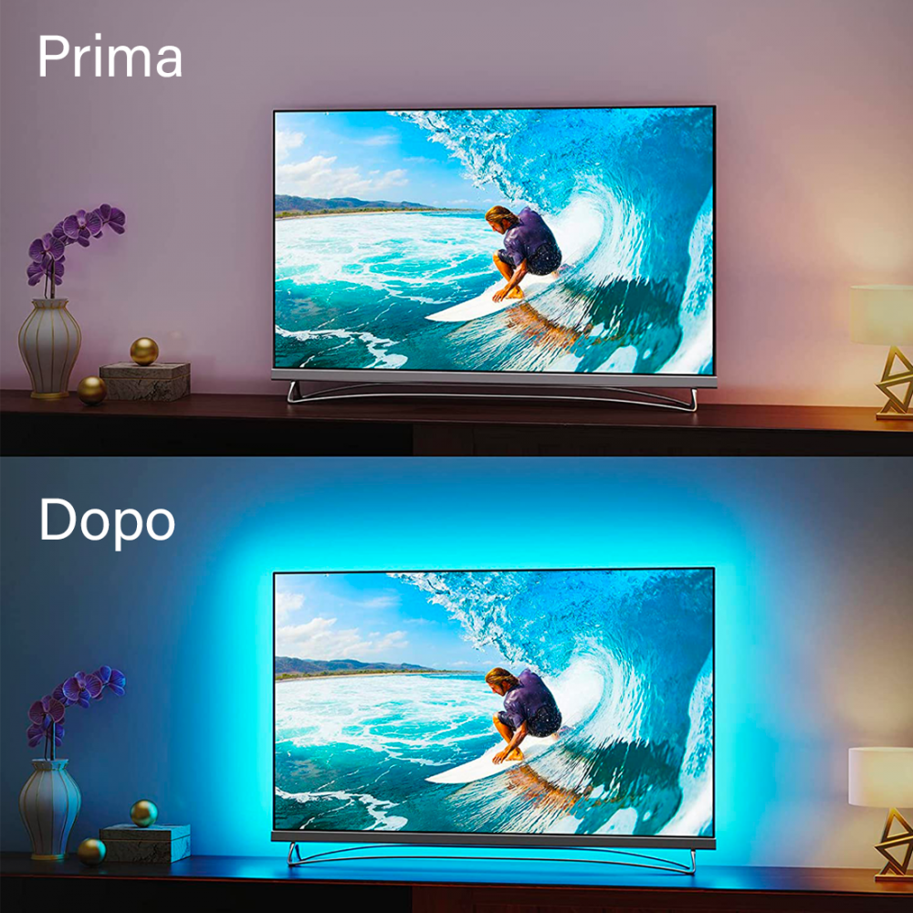 Luci Led RGB USB per TV 1M con Telecomando...