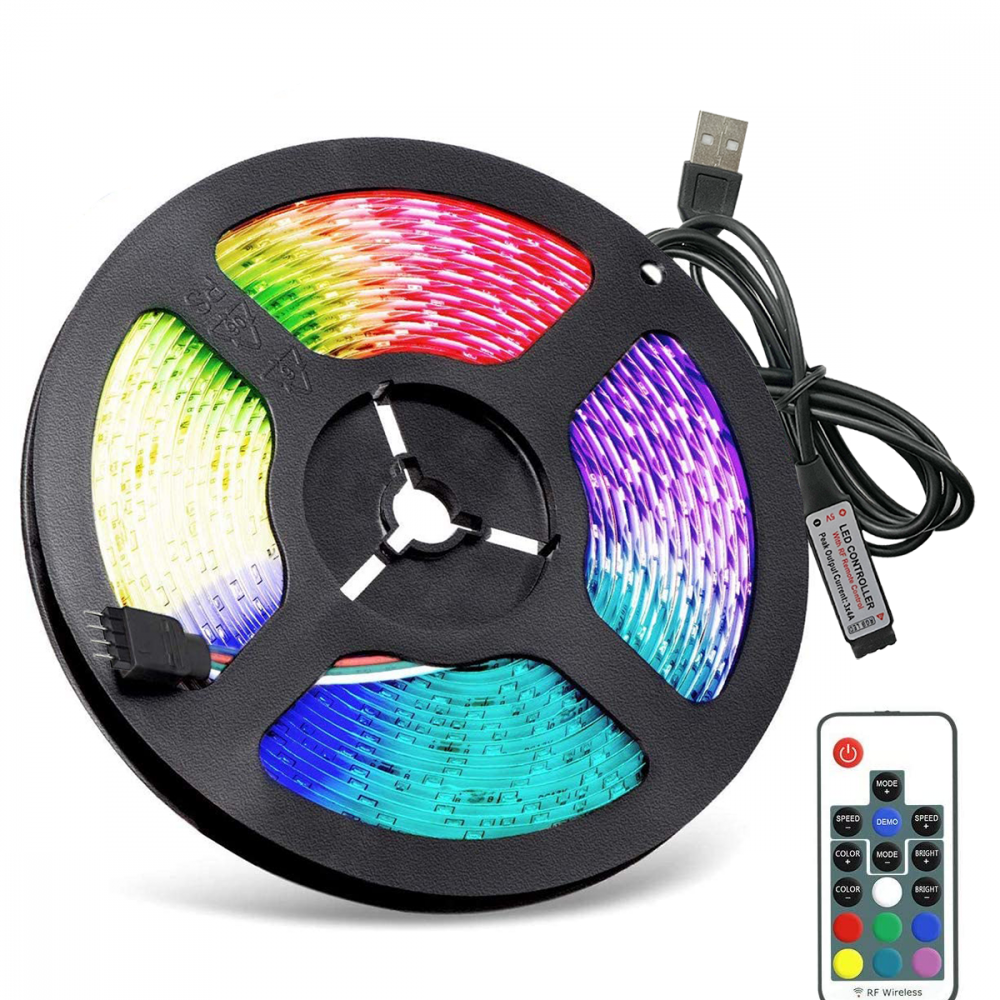 Luci Led RGB USB per TV 1M con Telecomando Strip Led per