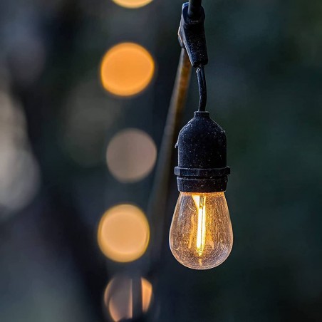 Catena Luminosa Led 10m con 10 Lampadine Luci Calde Esterne con Pannello Solare