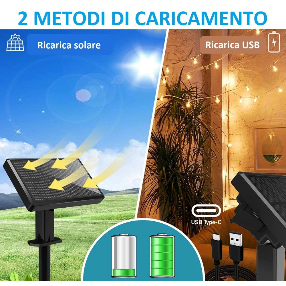 Catena Luminosa Led 10m con 10 Lampadine Luci...