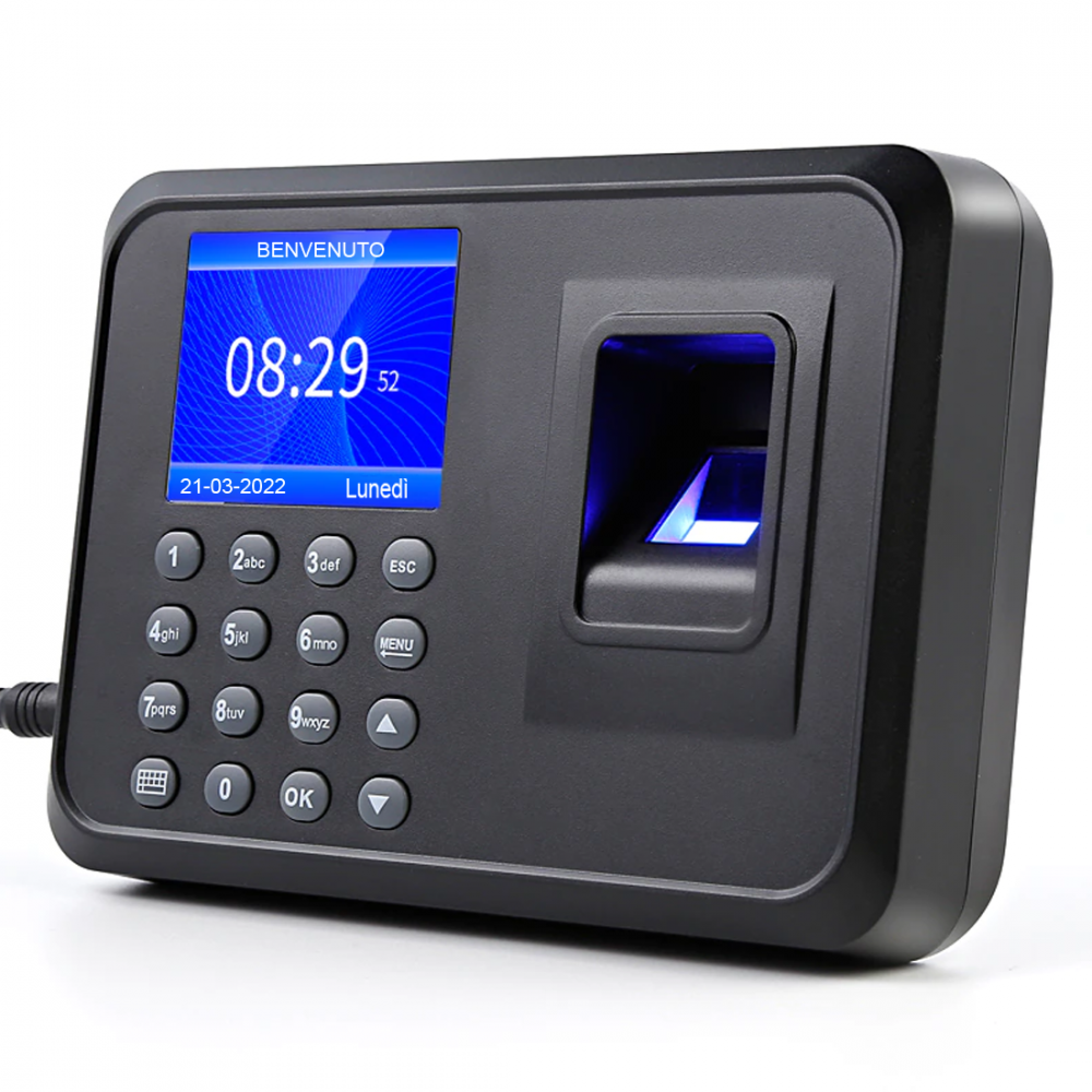 Marcatempo Impronte Digitali Password Badge Biometrico Monitor Presenze 2.4&quot; USB