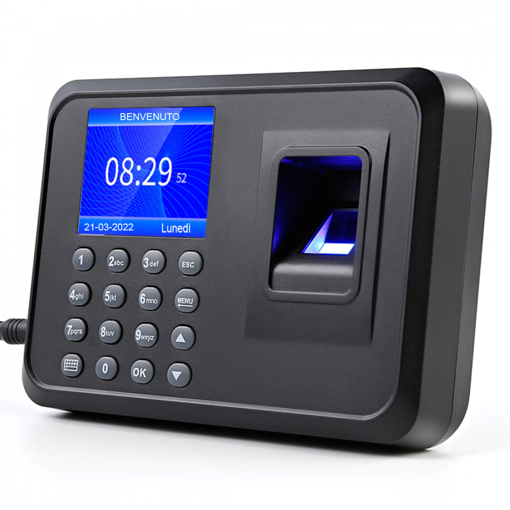 Image of Marcatempo Impronte Digitali Password Badge Biometrico Monitor Presenze 2.4" USB