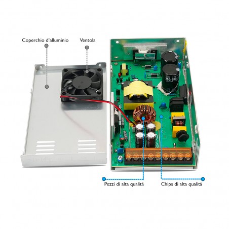 Alimentatore Stabilizzato 12V 40A 500W Power Box Trasformatore Tensione 116597