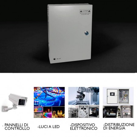 Alimentatore Stabilizzato In Cassetta 12V 25A 8CH Switching Power Box 216043