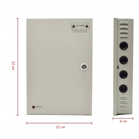 Alimentatore Stabilizzato In Cassetta 12V 25A 8CH Switching Power Box 216043