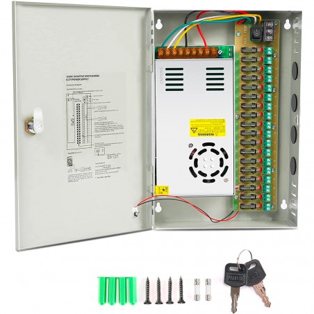Alimentatore Stabilizzato In Cassetta 12V 25A 8CH Switching Power Box 216043
