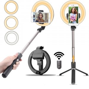 Selfie Stick Ring Light Anello Led 5" Treppiedi Pieghevole con Telecomando 07 2