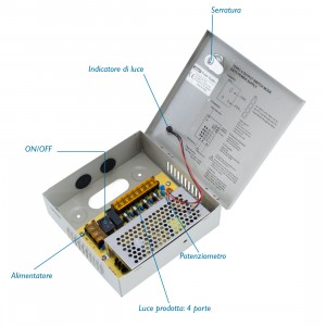 Alimentatore Stabilizzato in Cassetta 12V 10A 4CH  Switching Power Box 211406 2
