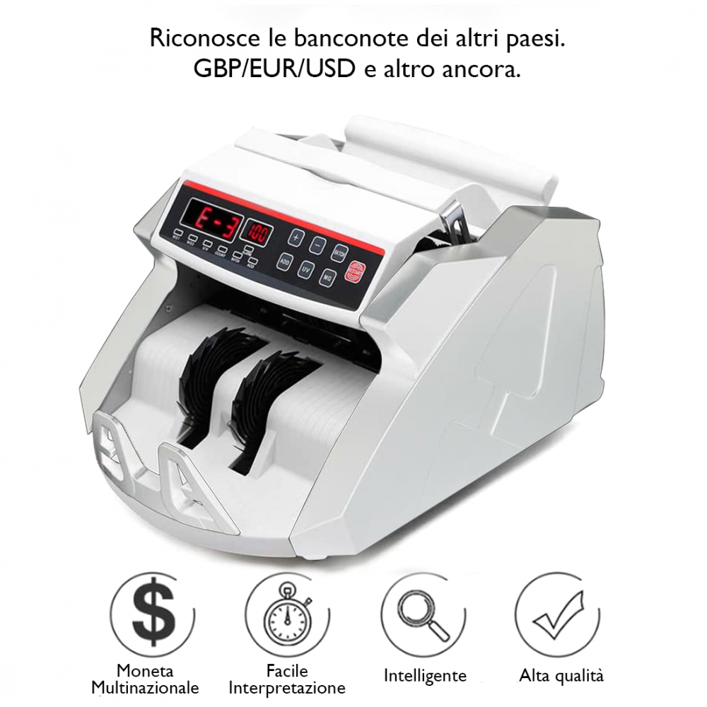 Conta Banconote Professionale con Rilevatore di Banconote False e Display Led