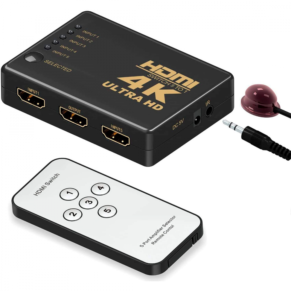 Image of Commutatore 4K HDMI Ultra HD Switch 1080P 5 Ingressi Sdoppiatore con Telecomando