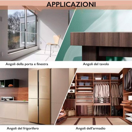 Paraspigoli 4 pz in Silicone Trasparente Biadesivo Protezione per Angoli