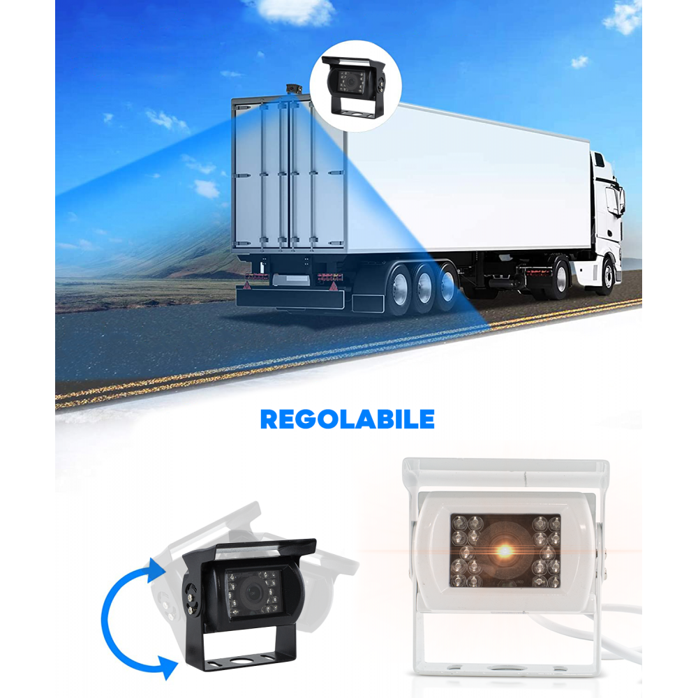 Telecamera Retromarcia per Furgoni e Camper 18 Led Infrarossi Retrocamera