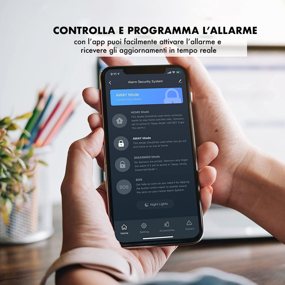 Kit di Sicurezza Wireless per Casa Wireless Sensori Sirena Telecomando con APP