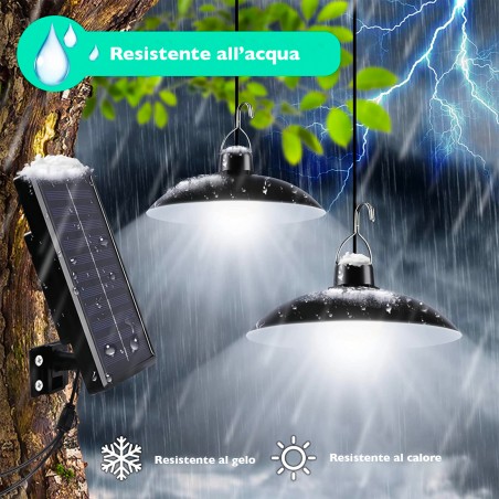 Lampade Solari a Sospensione con Pannello Solare Luci per Interni ed Esterni